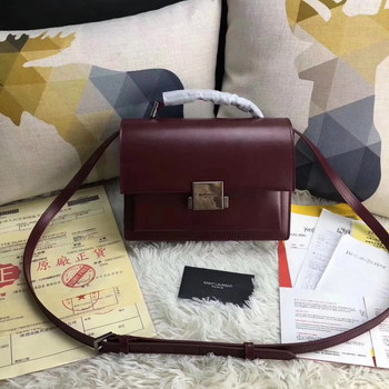 Replica YSL Medium Bellechasse Saint Laurent Bag In Black Leather Dark Red