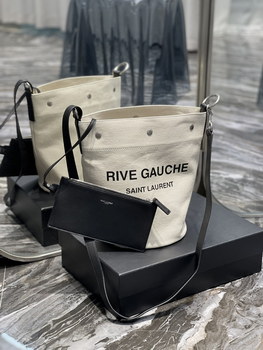 Replica New Authentic Saint Laurent Rive Gauche Bucket Bag In Linen Copy