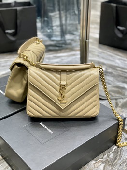 Replica Copy Saint Laurent College Shoulder Bag Medium In Quilted Leather Beige