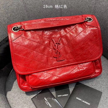 Replica Replcai Saint Laurent NIKI Medium Bag in Crinkled Vintage Leather Red