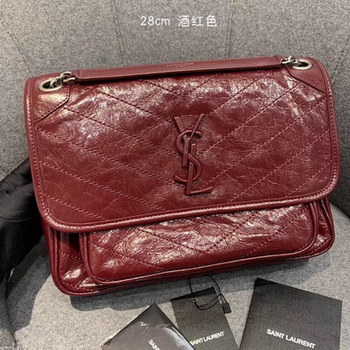 Replica Replcai Saint Laurent NIKI Medium Bag in Crinkled Vintage Leather Dark Red