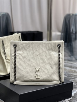 Replica Fake Saint Laurent Niki Shopping Bag Wrinkled Leather White
