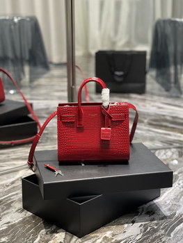 Replica 2022 New Saint Laurent 22cm Classics Sac de jour Nano in Embossed Crocodile Shiny Leather Red Price Online Replica