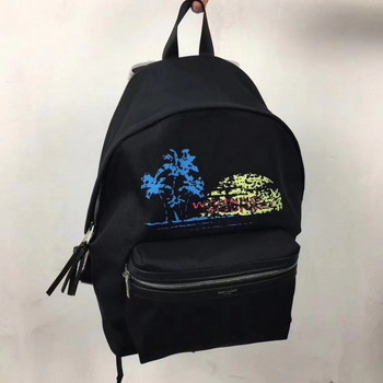 Replica Saint Laurent Women City Waiting For Sunset Backpack In White Canvas