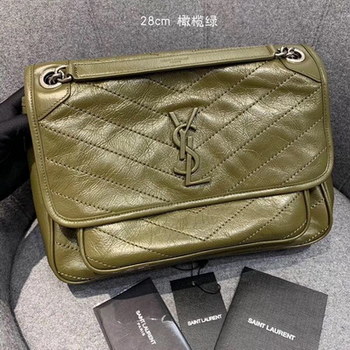 Replica Replcai Saint Laurent NIKI Medium Bag in Crinkled Vintage Leather Olive Green