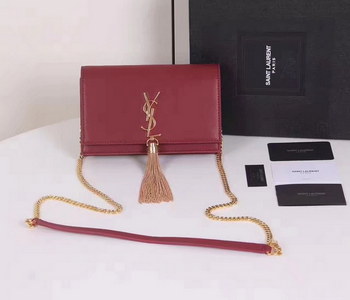 Replica Yves Saint Laurent Classic Saint Laurent Shoulder Bag With Interlocking Metal Red Leather