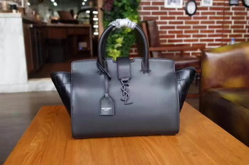 Replica YSL Monogram Saint Laurent Downtown Cabas Bag Crocodile Grain Silver Gray