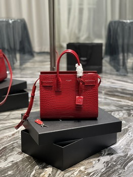 Replica 2022 New Saint Laurent 26cm Classics Sac de jour Nano in Embossed Crocodile Shiny Leather Red Price Online Replica