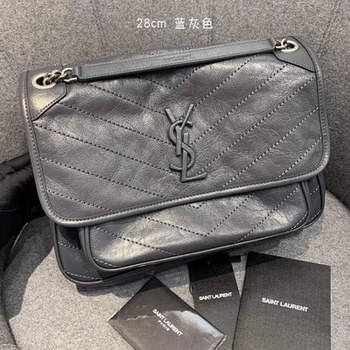 Replica Replcai Saint Laurent NIKI Medium Bag in Crinkled Vintage Leather Gray