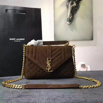 Replica YSL Small Soft Envelope Monogram Saint Laurent Shoulder Bags Chocolate