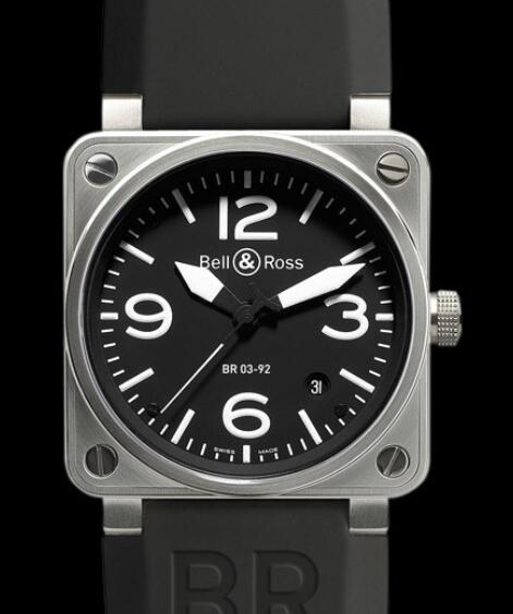 Replica BellRoss Replica Watch BR 03 92 Steel AVIATION BR0392 BL ST Steel Rubber Bracelet Best Buy Cheap Price Replica Watch