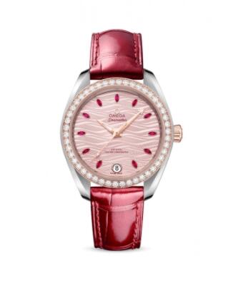 Replica Omega Seamaster Aqua Terra 150M Master Chronometer 34 Stainless SteelSedna GoldDiamondPink RubyAlligator Replica Watch 22028342060001 Best Buy Cheap Price Replica Watch