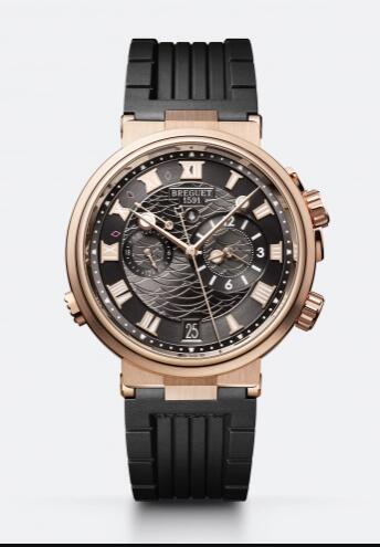 Replica Breguet Marine Alarme Musicale Rose Gold Grey Rubber Replica Watch 5547BRG35ZU Best Buy Cheap Price Replica Watch