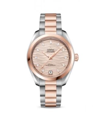 Replica Omega Seamaster Aqua Terra 150M Master Chronometer 34 Stainless SteelSedna GoldGrey DiamondBracelet Replica Watch 22020342059001 Best Buy Cheap Price Replica Watch