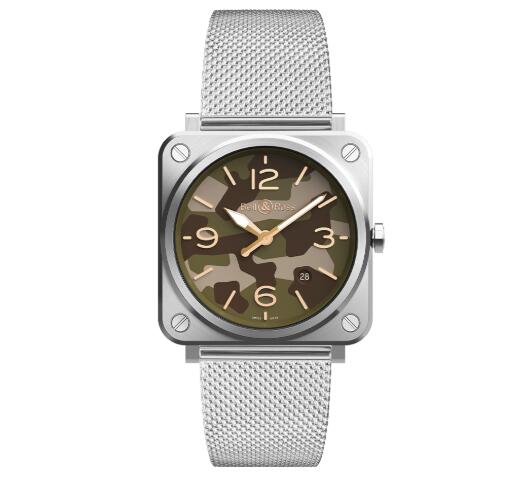 Replica Replica Bell and Ross brs Watch BR S GREEN CAMO metal chain Best Buy Cheap Price Replica Watch