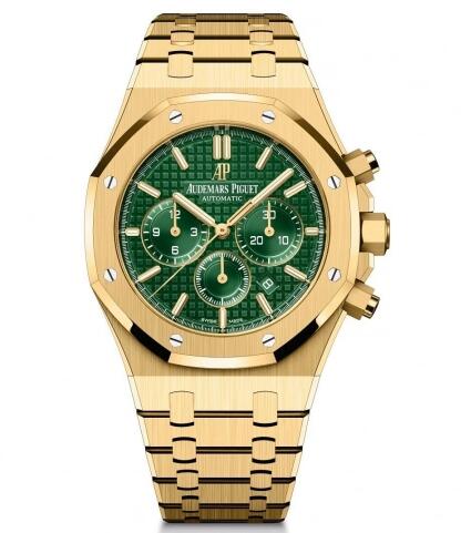Replica Audemars Piguet Royal Oak Chronograph 41 Yellow Gold Green Bracelet Replica Watch 26331BAOO1220BA02 Best Buy Cheap Price Replica Watch