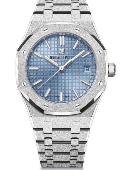 Replica Audemars Piguet Royal Oak Selfwinding 34 Frosted White Gold Blue 77353BCGG1263BC01 Replica Watch Best Buy Cheap Price Replica Watch