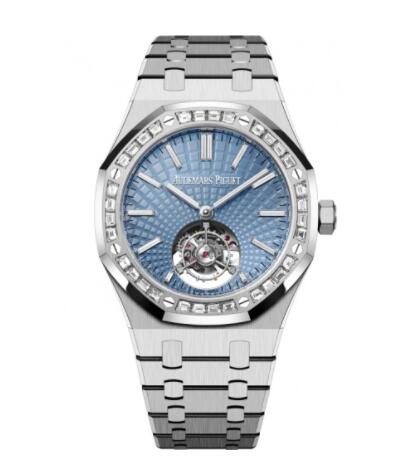 Replica Audemars Piguet Royal Oak Self Winding Flying Tourbillon Platinum Baguette Ice Blue Replica Watch 6535PTZZ1220PT01 Best Buy Cheap Price Replica Watch