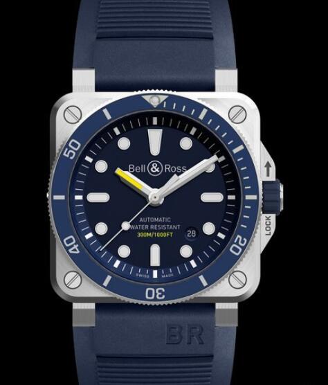 Replica BellRoss INSTRUMENTS Replica Watch BR03 92 Diver Blue BR0392 D BU STSRB Steel Blue Dial Rubber Strap Best Buy Cheap Price Replica Watch
