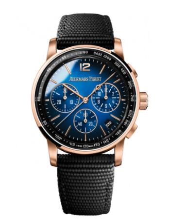 Replica Audemars Piguet CODE 1159 Chronograph Selfwinding Pink Gold Blue Fabric Replica Watch 26393OROOA002KB03 Best Buy Cheap Price Replica Watch
