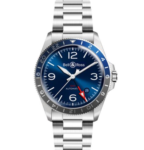 Replica Replica Bell and Ross br v2 Watch BR V2 93 GMT BLUE Bracelet Steel BRV293 BLU STSST Best Buy Cheap Price Replica Watch