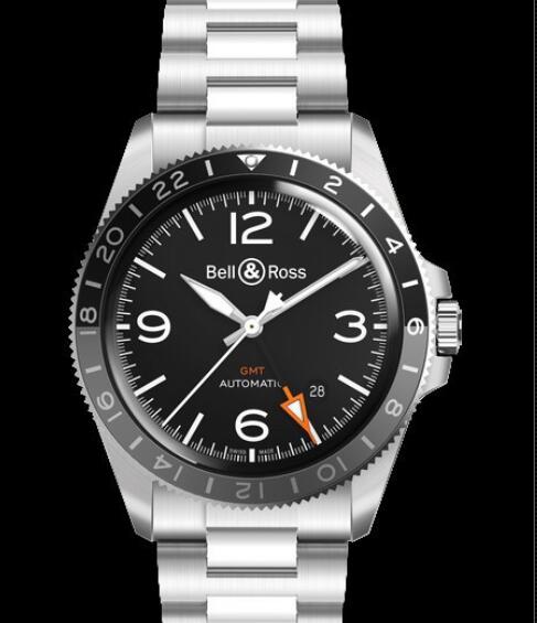 Replica Replica Bell and Ross Watch BR V2 93 GMT VINTAGE BRV293 BL STSST Steel Black Dial Bracelet Steel Best Buy Cheap Price Replica Watch