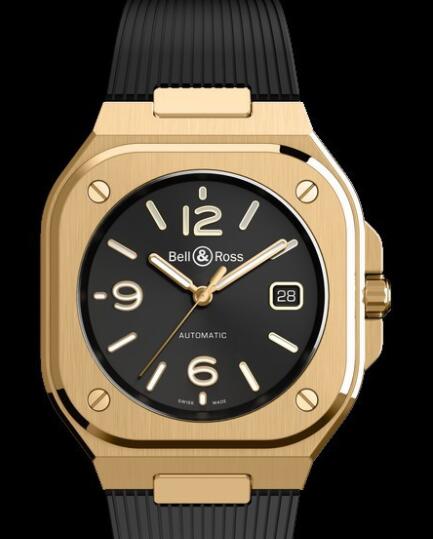 Replica BellRoss INSTRUMENTS Replica Watch BR05 Gold BR05A BL PGSRB Rose Gold Black Dial Strap Rubber Best Buy Cheap Price Replica Watch