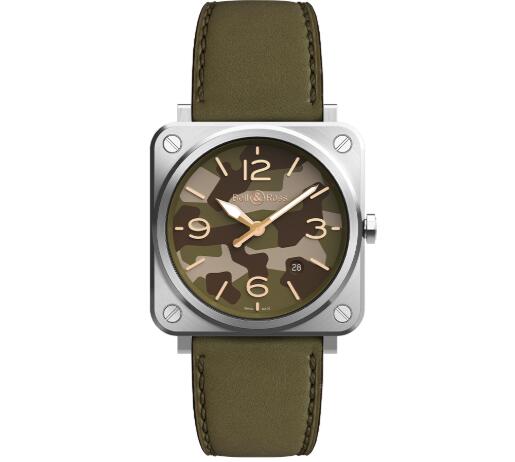 Replica Replica Bell and Ross brs Watch BR S GREEN CAMO calfskin strap BRS CK STSCA Best Buy Cheap Price Replica Watch