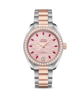 Replica Omega Seamaster Aqua Terra 150M Master Chronometer 34 Stainless SteelSedna GoldDiamondPink RubyBracelet Replica Watch 22025342060001 Best Buy Cheap Price Replica Watch