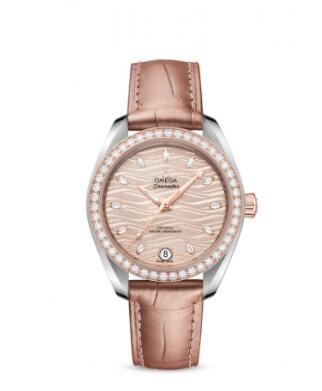 Replica Omega Seamaster Aqua Terra 150M Master Chronometer 34 Stainless SteelSedna GoldDiamondGrey DiamondAlligator Replica Watch 22028342059001 Best Buy Cheap Price Replica Watch