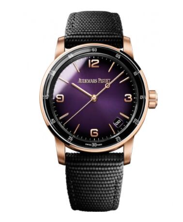 Replica Audemars Piguet CODE 1159 Automatic Pink Gold Puple Fabric Replica Watch 15210OROOA002KB02 Best Buy Cheap Price Replica Watch
