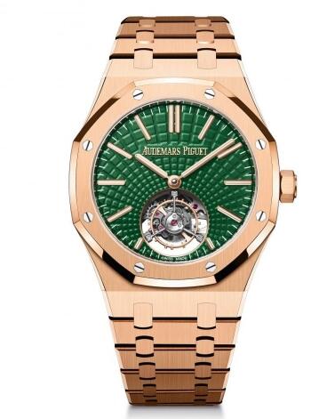 Replica Audemars Piguet Royal Oak Self Winding Flying Tourbillon Pink Gold Green Replica Watch 26533OROO1220OR01 Best Buy Cheap Price Replica Watch