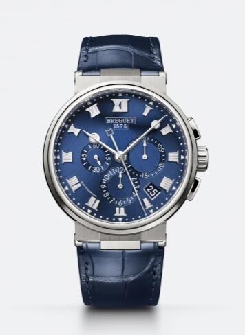 Replica Breguet Marine Chronograph 5527 Titanium Blue Alligator Replica Watch 5527TIY19WV Best Buy Cheap Price Replica Watch