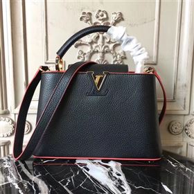 Replica LV Louis Vuitton Capucines PM Bag Real Leather Shoulder Handbag M42242 Black with Red 6841 [LV1516] 49900 : Purse Valley,Designer Replica Handbags,Premium Replica Handbags at PurseVall