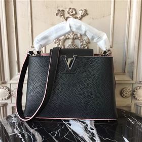 Replica LV Louis Vuitton Capucines BB Bag Real Leather Handbag M94716 Black with Pink 6836 [LV1511] 49900 : Purse Valley,Designer Replica Handbags,Premium Replica Handbags at PurseValley