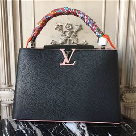 Replica LV Louis Vuitton Capucines MM Bag Real Leather Tote Handbag M94714 Black with Pink 6838 [LV1513] 49900 : Purse Valley,Designer Replica Handbags,Premium Replica Handbags at PurseValley