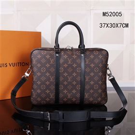 Replica Men LV Louis Vuitton Porte documents Voyage Handbag M52005 Monogram Bag Brown [LV1084] 25900 : Purse Valley,Designer Replica Handbags,Premium Replica Handbags at PurseValley