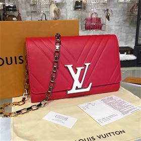 Replica LV Louis Vuitton Chain Louise Handbag Real Leather Shoulder Bag Red M54113 6782 [LV1457] 35900 : Purse Valley,Designer Replica Handbags,Premium Replica Handbags at PurseValley
