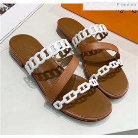 Replica Hermes Leather quot;Chaine dAncrequot; Straps Ajaccio Slipper Sandal BrownWhite 2020 ME 20042059 [fab 70050 200425] 7700 : Purse Valley,Designer Replica Handbags,Premium Replica Handba