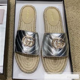 Replica Gucci Chevron Lambskin Espadrille Slide Sandals with Double Crystal G Silver 2019 HANB 9061277 [fab 57999 190615] 8100 : Purse Valley,Designer Replica Handbags,Premium Replica Handbags