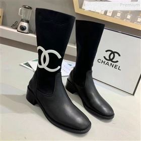 Replica Chanel Calfskin and Knit Fabric CC Flat Fold Short Boots BlackWhite 2019 DLY 9101926 [fab 64112 191025] 10700 : Purse Valley,Designer Replica Handbags,Premium Replica Handbags at Purse
