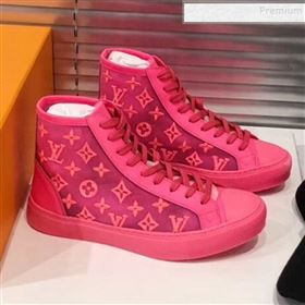 Replica Louis Vuitton Luxembourg Monogram Embroidered High top Sneakers Neon Pink 2019 For Women and Men MD 9101122 [fab 63711 191012] 13000 : Purse Valley,Designer Replica Handbags,Premium Re