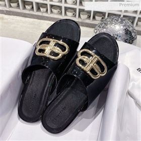 Replica Balenciaga Oval BB Patent Leather Flat Mules Slide Sandal BlackGold 2020 DLY 20031428 [fab 68527 200314] 7400 : Purse Valley,Designer Replica Handbags,Premium Replica Handbags at Purse