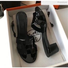 Replica Hermes Patent Calfskin Leather Oasis Slipper Sandals With 5cm Heel All Black MD 20040108 [fab 69120 200404] 13700 : Purse Valley,Designer Replica Handbags,Premium Replica Handbags at P