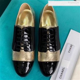 Replica Chanel Metallic and Patent Calfskin Flat Lace Ups Loafers G34128 Gold 2019 DLY 9081604 [fab 61582 190817] 9900 : Purse Valley,Designer Replica Handbags,Premium Replica Handbags at Purs