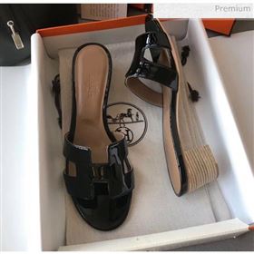 Replica Hermes Patent Calfskin Leather Oasis Slipper Sandals With 5cm Heel Black MD 20040106 [fab 69118 200404] 13700 : Purse Valley,Designer Replica Handbags,Premium Replica Handbags at Purse