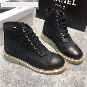 Replica Chanel Denim Fabric Lace ups Ankle Short Boots G34862 Black 2019 HQG 9071924 [fab 60039 190720] 10300 : Purse Valley,Designer Replica Handbags,Premium Replica Handbags at PurseValley