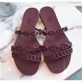 Replica Hermes quot;Chaine dAncrequot; PVC Flat Sandal Burgundy 2020 ME 20042033 [fab 70024 200425] 5000 : Purse Valley,Designer Replica Handbags,Premium Replica Handbags at PurseValley