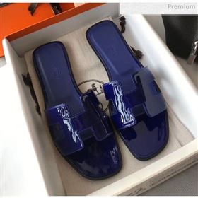 Replica Hermes Patent Calfskin Leather Oran H Flat Slipper Sandals Electric Blue 02 MD 20040116 [fab 69128 200404] 13700 : Purse Valley,Designer Replica Handbags,Premium Replica Handbags at Pu