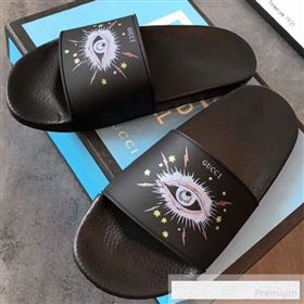 Replica Gucci Flat Slide Sandals with Shining Eye Print Black 2019 EM 9062813 [fab 58883 190629] 6800 : Purse Valley,Designer Replica Handbags,Premium Replica Handbags at PurseValley